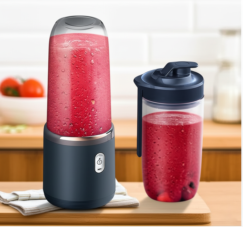Portable USB Juicer Blender 400ml – 2-in-1 Electric Smoothie Maker with 2 Cups & Rechargeable Battery