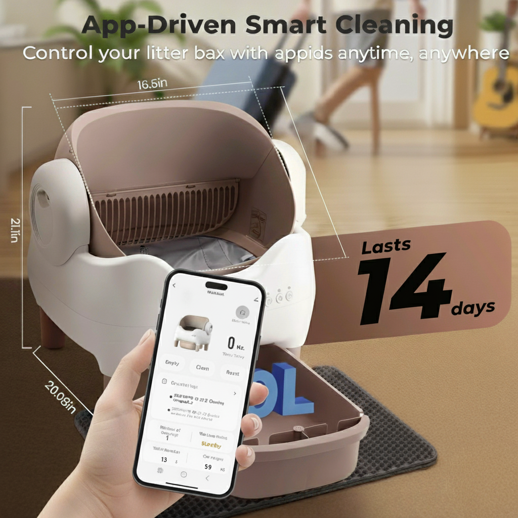 Smart Self-Cleaning Cat Litter Box (10L Bin)