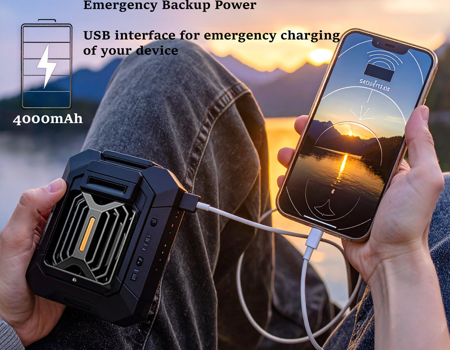 2-in-1 Waist Clip Fan with Power Bank & LED Flashlight – Stay Cool & Charged Anywhere!