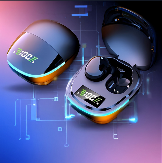 Model Wireless Earbuds with LED Display.